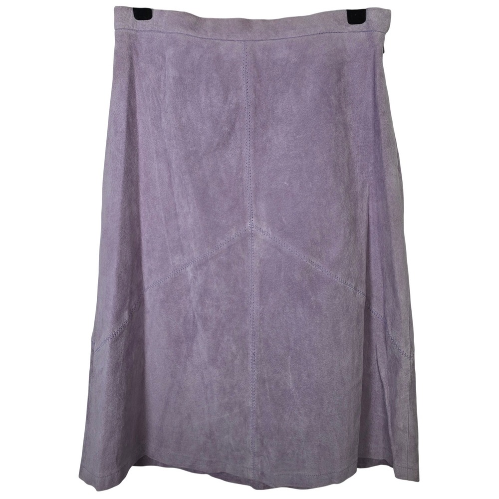 Terry Lewis Purple Suede Leather Midi Skirt Lavender A-Line Size 8‎ NWT